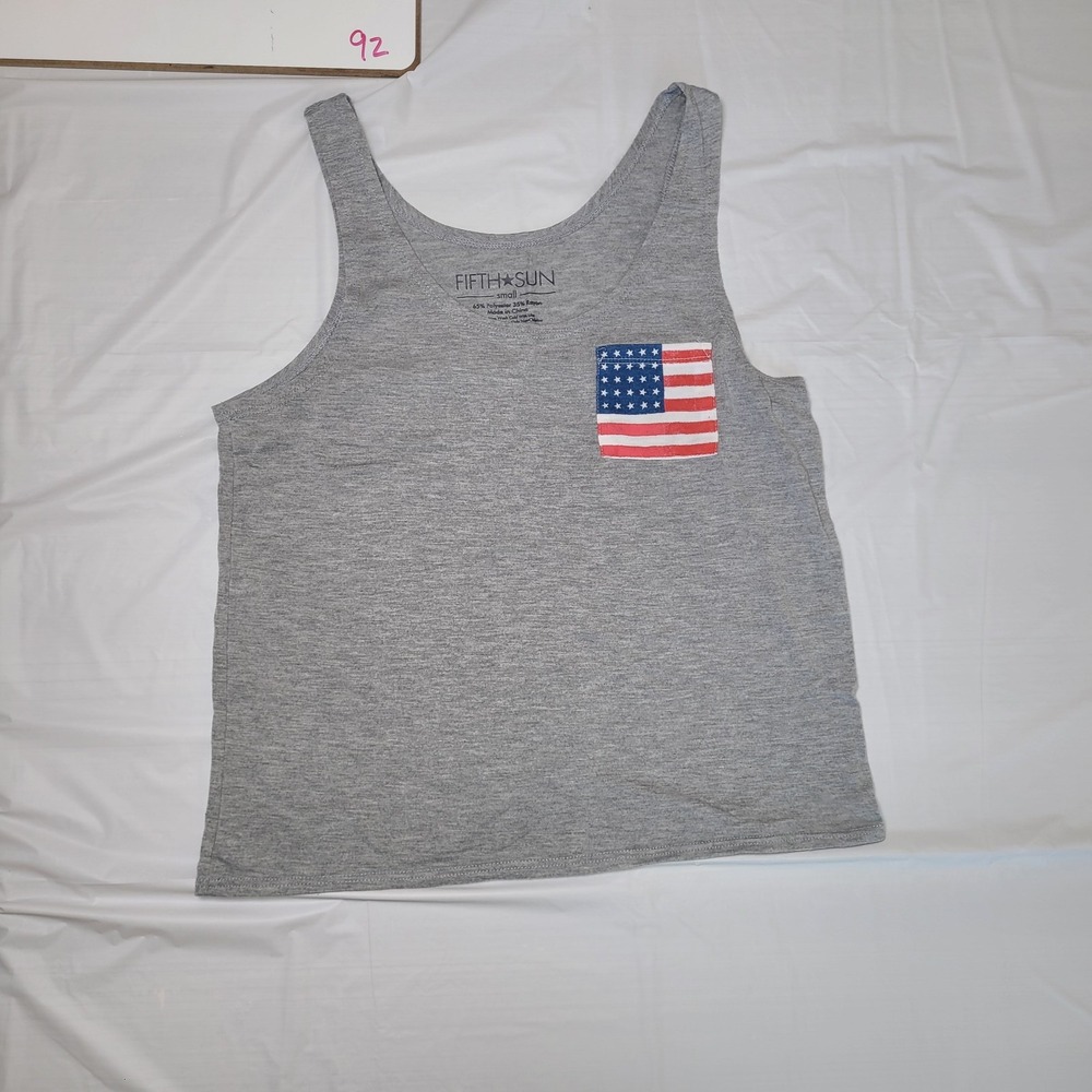 Womens Fifth Sun Gray tank top.  Patriotic.  Size Small‎